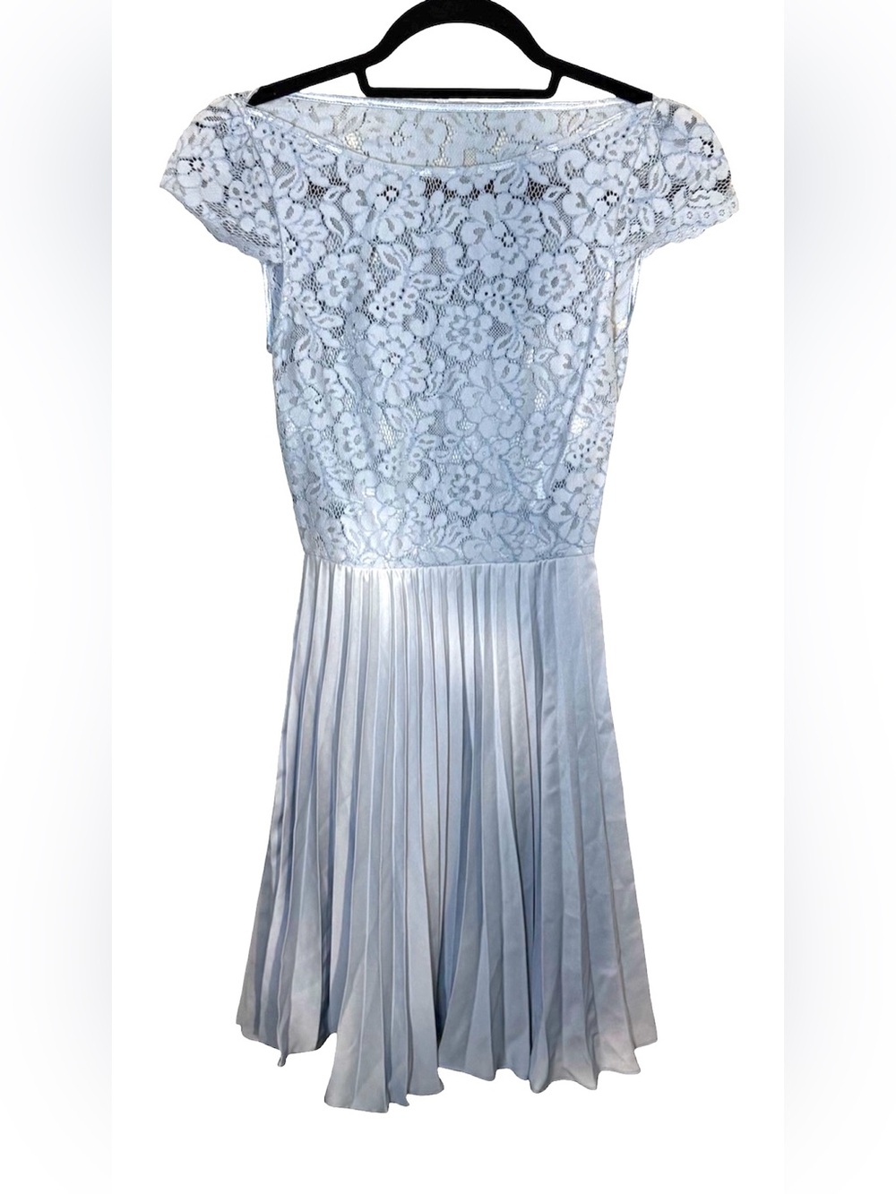 HM Pleated Lace Mini Dress NWT Prom Size 2 Baby Blue
